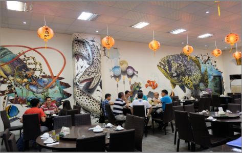 柁城海鲜餐厅墙体彩绘